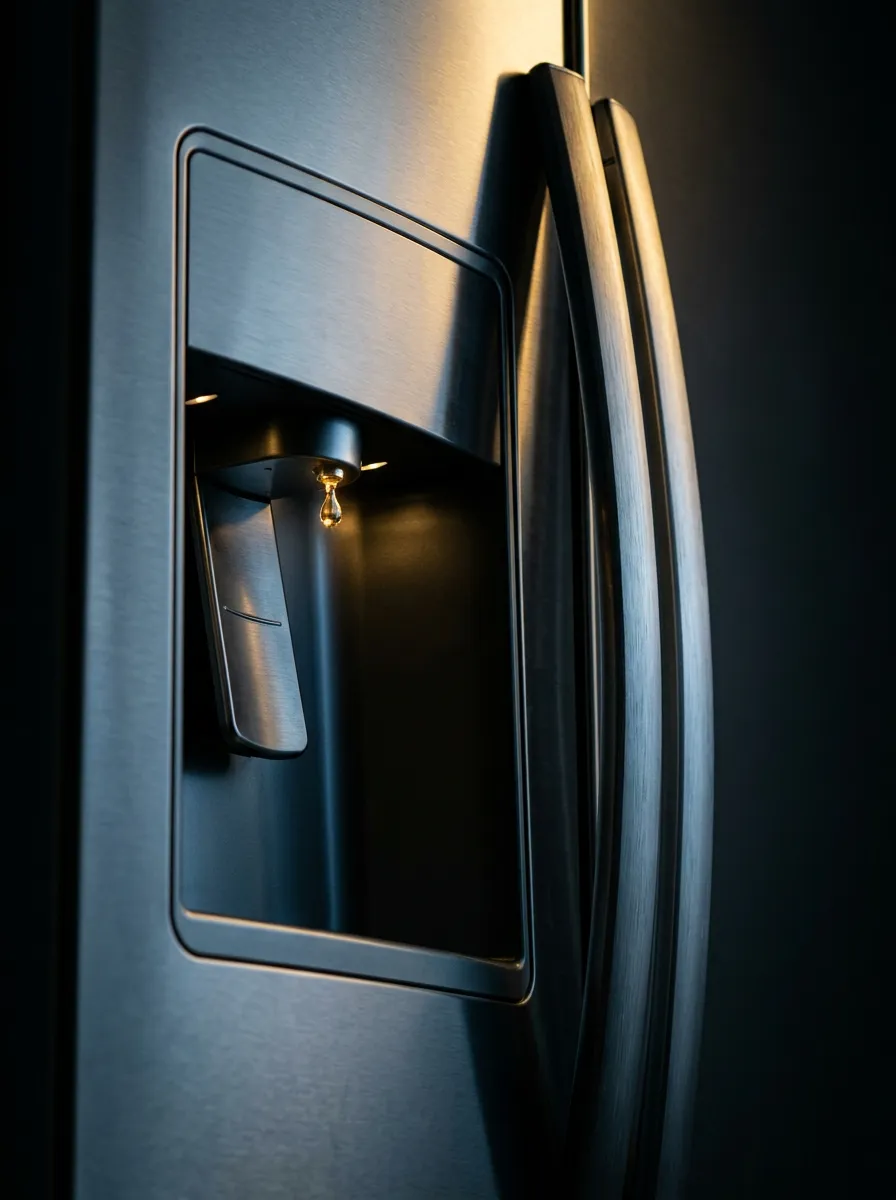 Detalle del dispensador de agua y hielo de una nevera Samsung